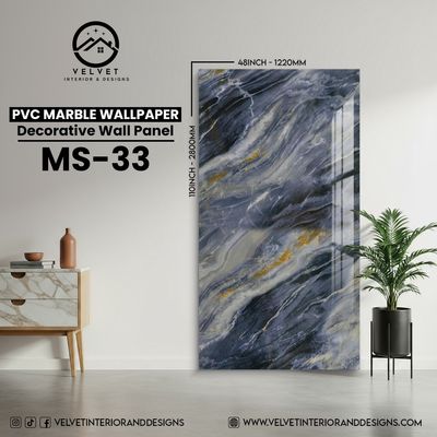 MS-33 | PVC Marble Wallpaper| Decorative Wall Panel | 1/8 in x 48 in x 110 in | Waterproof, Scratch-Resistant | Ideal for Living Rooms & Feature Walls