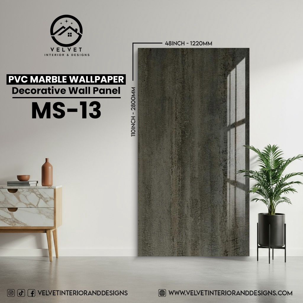 MS-13 | PVC Marble Wallpaper| Decorative Wall Panel | 1/8 in x 48 in x 110 in | Waterproof, Scratch-Resistant | Ideal for Living Rooms & Feature Walls