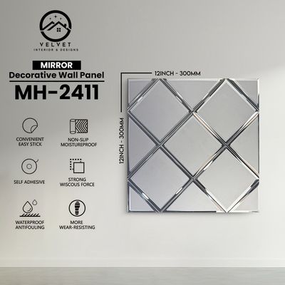 MH-2411 | Mirrors| Wall Panel Accessories | Decorative Wall Panel | 1/8 in x 12 in x 12 in | Convenient Easy Stick - Strong Viscous Force | Ideal for Living Rooms, Bathrooms & Feature Walls