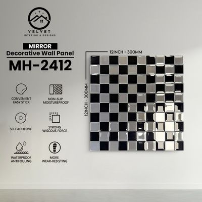 MH-2412 | Mirrors| Wall Panel Accessories | Decorative Wall Panel | 1/8 in x 12 in x 12 in | Convenient Easy Stick - Strong Viscous Force | Ideal for Living Rooms, Bathrooms & Feature Walls
