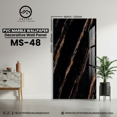MS-48 | PVC Marble Wallpaper| Decorative Wall Panel | 1/8 in x 48 in x 110 in | Waterproof, Scratch-Resistant | Ideal for Living Rooms & Feature Walls