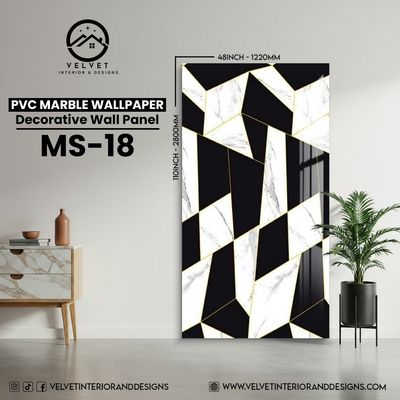 MS-18 | PVC Marble Wallpaper| Decorative Wall Panel | 1/8 in x 48 in x 110 in | Waterproof, Scratch-Resistant | Ideal for Living Rooms & Feature Walls