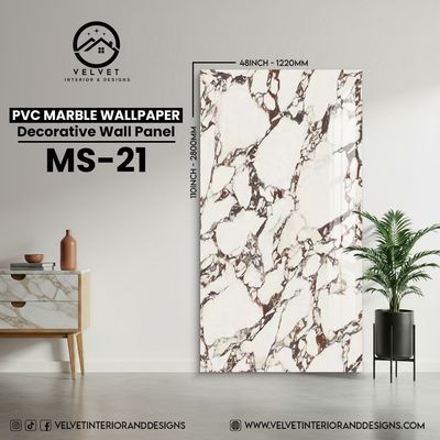 MS-21 | PVC Marble Wallpaper| Decorative Wall Panel | 1/8 in x 48 in x 110 in | Waterproof, Scratch-Resistant | Ideal for Living Rooms & Feature Walls