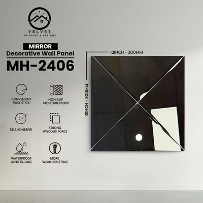 MH-2406 | Mirrors| Wall Panel Accessories | Decorative Wall Panel | 1/8 in x 12 in x 12 in | Convenient Easy Stick - Strong Viscous Force | Ideal for Living Rooms, Bathrooms & Feature Walls