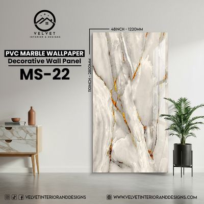 MS-22 | PVC Marble Wallpaper| Decorative Wall Panel | 1/8 in x 48 in x 110 in | Waterproof, Scratch-Resistant | Ideal for Living Rooms & Feature Walls