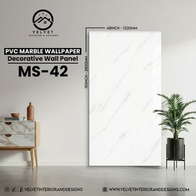 MS-42 | PVC Marble Wallpaper| Decorative Wall Panel | 1/8 in x 48 in x 110 in | Waterproof, Scratch-Resistant | Ideal for Living Rooms & Feature Walls