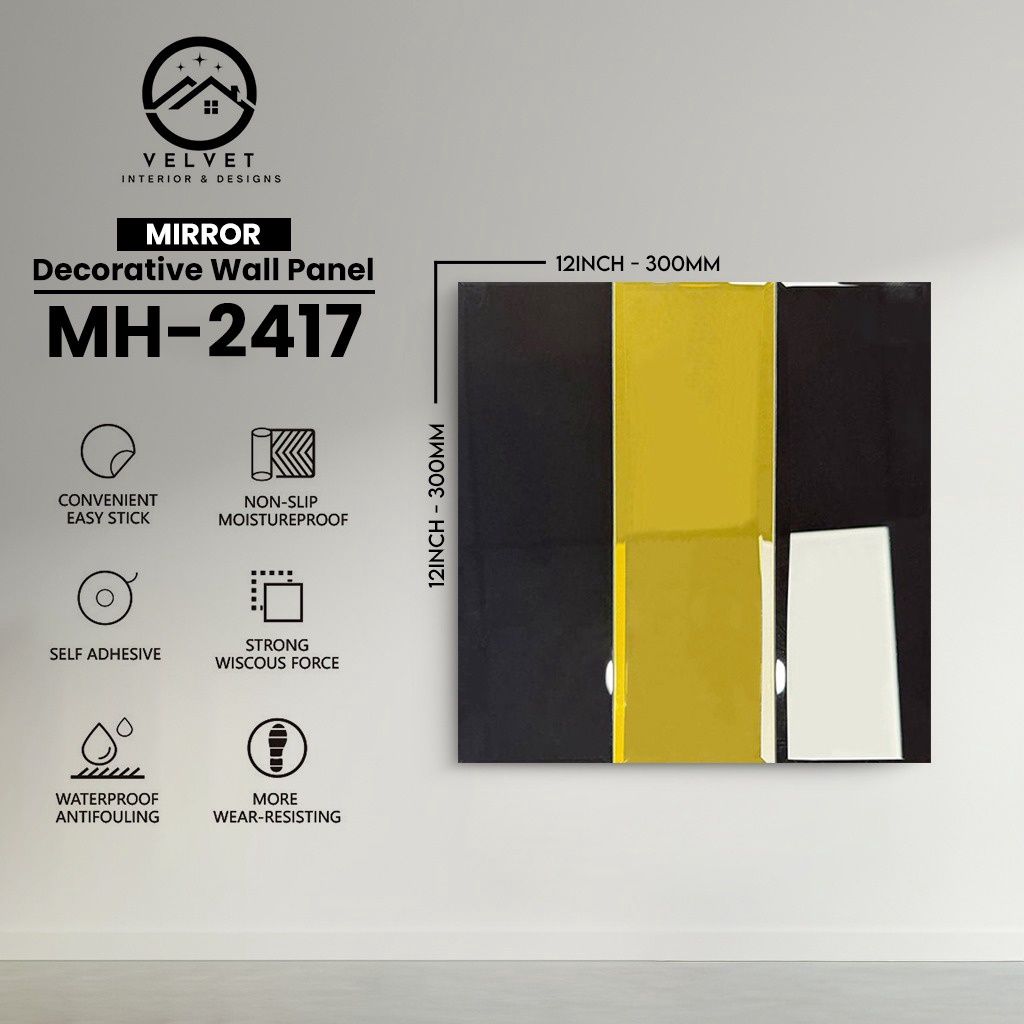 MH-2417 | Mirrors| Wall Panel Accessories | Decorative Wall Panel | 1/8 in x 12 in x 12 in | Convenient Easy Stick - Strong Viscous Force | Ideal for Living Rooms, Bathrooms & Feature Walls