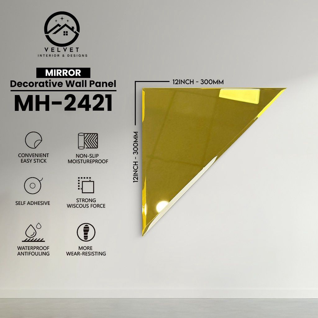 MH-2421 | Mirrors| Wall Panel Accessories | Decorative Wall Panel | 1/8 in x 12 in x 12 in | Convenient Easy Stick - Strong Viscous Force | Ideal for Living Rooms, Bathrooms & Feature Walls