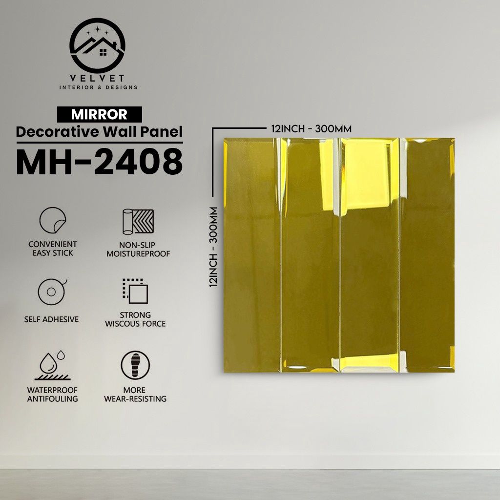 MH-2408 | Mirrors| Wall Panel Accessories | Decorative Wall Panel | 1/8 in x 12 in x 12 in | Convenient Easy Stick - Strong Viscous Force | Ideal for Living Rooms, Bathrooms & Feature Walls