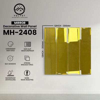 MH-2408 | Mirrors| Wall Panel Accessories | Decorative Wall Panel | 1/8 in x 12 in x 12 in | Convenient Easy Stick - Strong Viscous Force | Ideal for Living Rooms, Bathrooms & Feature Walls