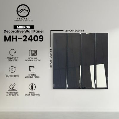 MH-2409 | Mirrors| Wall Panel Accessories | Decorative Wall Panel | 1/8 in x 12 in x 12 in | Convenient Easy Stick - Strong Viscous Force | Ideal for Living Rooms, Bathrooms & Feature Walls