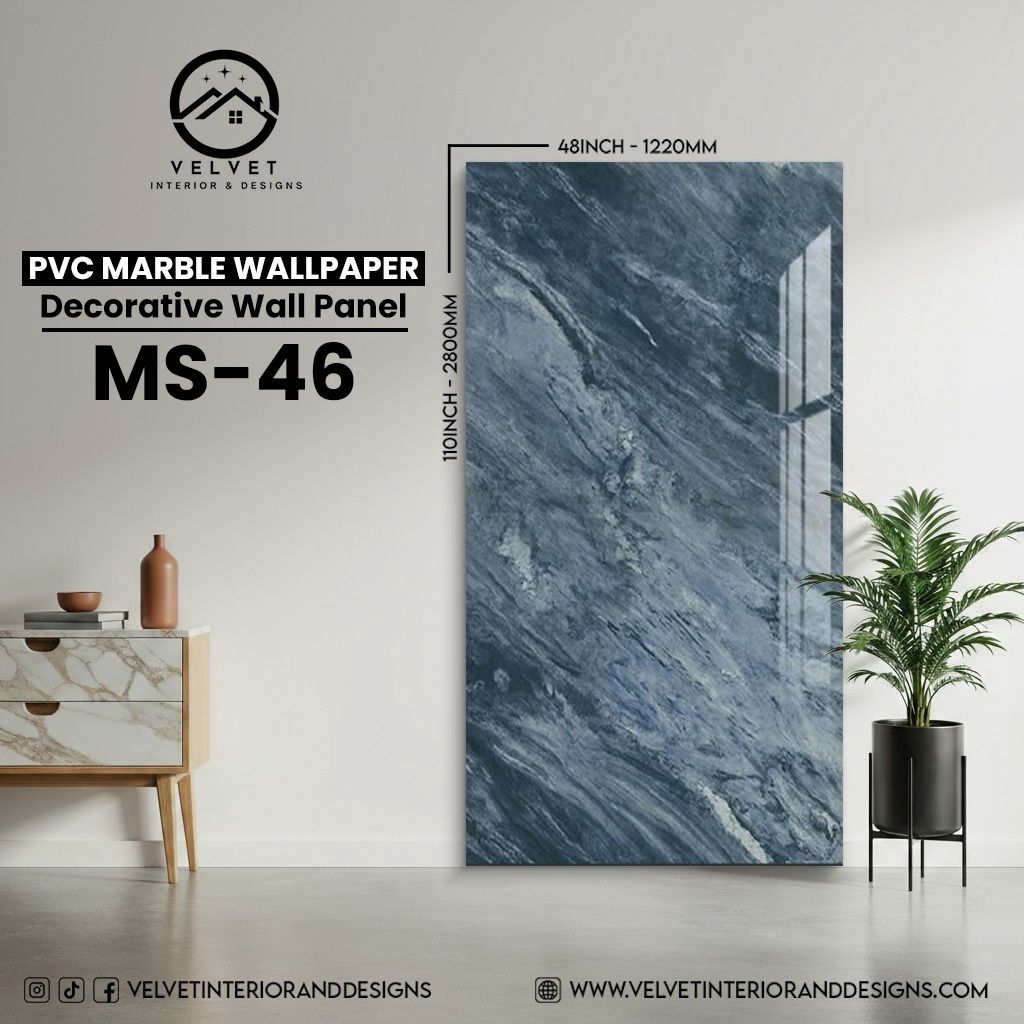 MS-46 | PVC Marble Wallpaper| Decorative Wall Panel | 1/8 in x 48 in x 110 in | Waterproof, Scratch-Resistant | Ideal for Living Rooms & Feature Walls