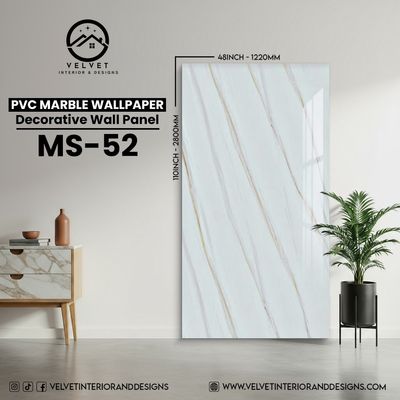 MS-52 | PVC Marble Wallpaper| Decorative Wall Panel | 1/8 in x 48 in x 110 in | Waterproof, Scratch-Resistant | Ideal for Living Rooms & Feature Walls