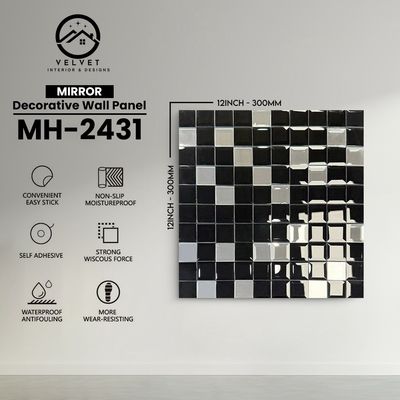 MH-2431 | Mirrors| Wall Panel Accessories | Decorative Wall Panel | 1/8 in x 12 in x 12 in | Convenient Easy Stick - Strong Viscous Force | Ideal for Living Rooms, Bathrooms & Feature Walls