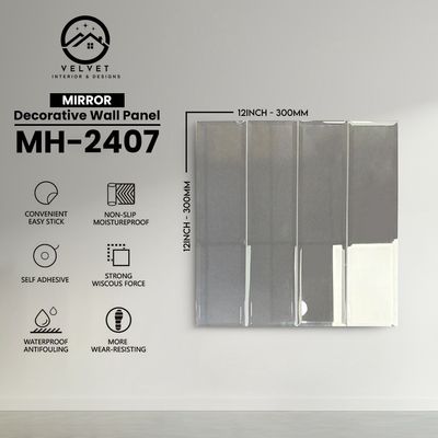 MH-2407 | Mirrors| Wall Panel Accessories | Decorative Wall Panel | 1/8 in x 12 in x 12 in | Convenient Easy Stick - Strong Viscous Force | Ideal for Living Rooms, Bathrooms & Feature Walls
