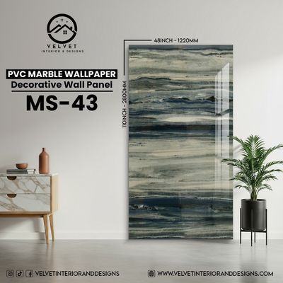 MS-43 | PVC Marble Wallpaper| Decorative Wall Panel | 1/8 in x 48 in x 110 in | Waterproof, Scratch-Resistant | Ideal for Living Rooms & Feature Walls