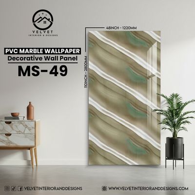 MS-49 | PVC Marble Wallpaper| Decorative Wall Panel | 1/8 in x 48 in x 110 in | Waterproof, Scratch-Resistant | Ideal for Living Rooms & Feature Walls