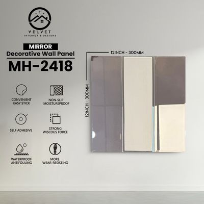 MH-2418 | Mirrors| Wall Panel Accessories | Decorative Wall Panel | 1/8 in x 12 in x 12 in | Convenient Easy Stick - Strong Viscous Force | Ideal for Living Rooms, Bathrooms & Feature Walls