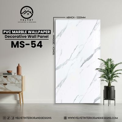 MS-54 | PVC Marble Wallpaper| Decorative Wall Panel | 1/8 in x 48 in x 110 in | Waterproof, Scratch-Resistant | Ideal for Living Rooms & Feature Walls