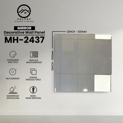 MH-2437 | Mirrors| Wall Panel Accessories | Decorative Wall Panel | 1/8 in x 12 in x 12 in | Convenient Easy Stick - Strong Viscous Force | Ideal for Living Rooms, Bathrooms & Feature Walls