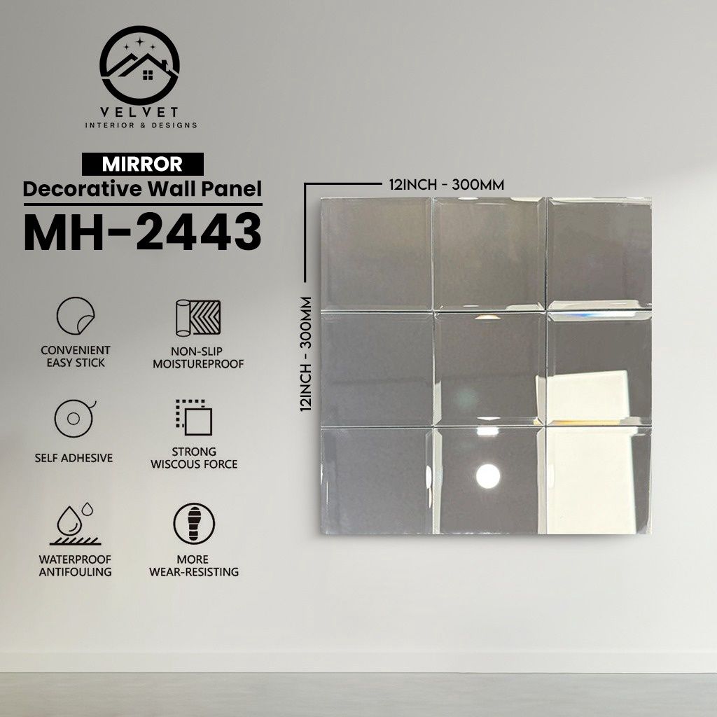 MH-2443 | Mirrors| Wall Panel Accessories | Decorative Wall Panel | 1/8 in x 12 in x 12 in | Convenient Easy Stick - Strong Viscous Force | Ideal for Living Rooms, Bathrooms & Feature Walls MH-2443 | Mirrors| Wall Panel Accessories | Decorative Wall Panel | 1/8 in x 12 in x 12 in | Convenient Easy Stick - Strong Viscous Force | Ideal for Living Rooms, Bathrooms & Feature Walls