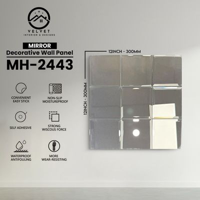 MH-2443 | Mirrors| Wall Panel Accessories | Decorative Wall Panel | 1/8 in x 12 in x 12 in | Convenient Easy Stick - Strong Viscous Force | Ideal for Living Rooms, Bathrooms & Feature Walls