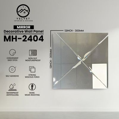 MH-2404 | Mirrors| Wall Panel Accessories | Decorative Wall Panel | 1/8 in x 12 in x 12 in | Convenient Easy Stick - Strong Viscous Force | Ideal for Living Rooms, Bathrooms & Feature Walls