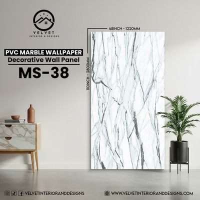 MS-38 | PVC Marble Wallpaper| Decorative Wall Panel | 1/8 in x 48 in x 110 in | Waterproof, Scratch-Resistant | Ideal for Living Rooms & Feature Walls