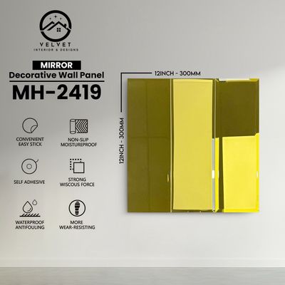 MH-2419 | Mirrors| Wall Panel Accessories | Decorative Wall Panel | 1/8 in x 12 in x 12 in | Convenient Easy Stick - Strong Viscous Force | Ideal for Living Rooms, Bathrooms & Feature Walls