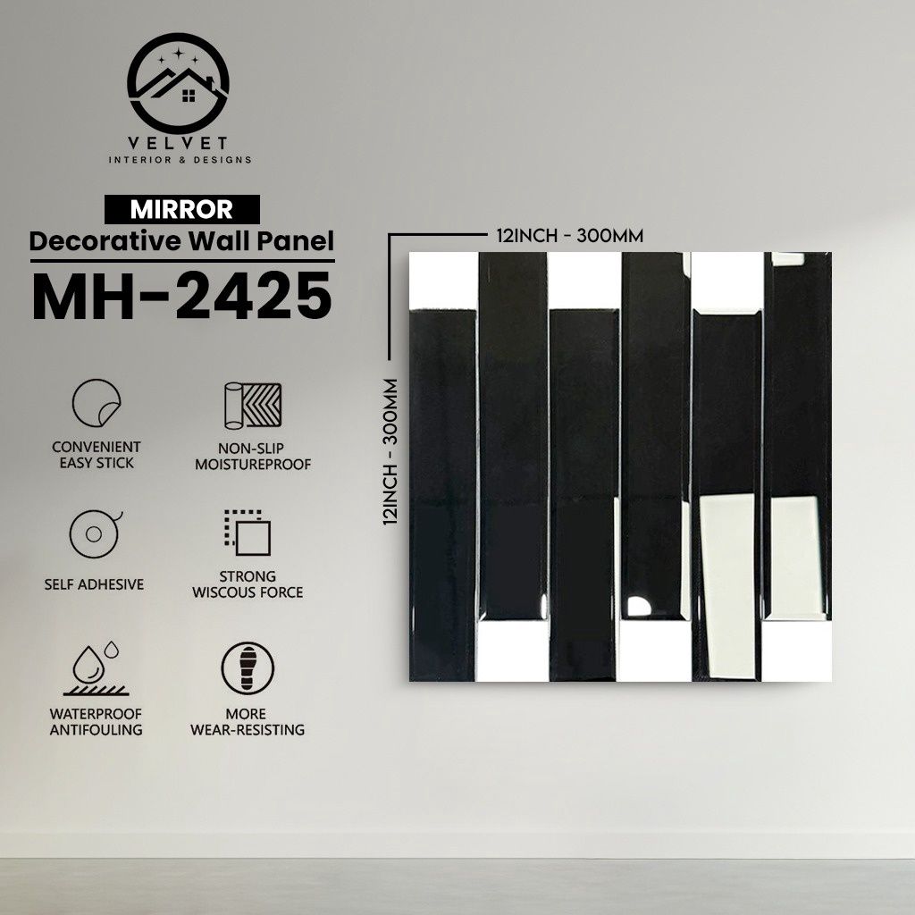 MH-2425 | Mirrors| Wall Panel Accessories | Decorative Wall Panel | 1/8 in x 12 in x 12 in | Convenient Easy Stick - Strong Viscous Force | Ideal for Living Rooms, Bathrooms & Feature Walls
