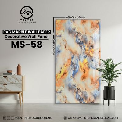 MS-58 | PVC Marble Wallpaper| Decorative Wall Panel | 1/8 in x 48 in x 110 in | Waterproof, Scratch-Resistant | Ideal for Living Rooms & Feature Walls