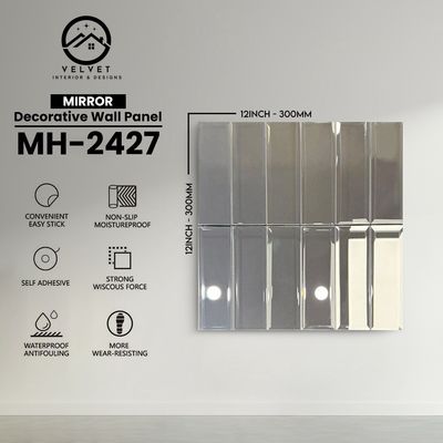 MH-2427 | Mirrors| Wall Panel Accessories | Decorative Wall Panel | 1/8 in x 12 in x 12 in | Convenient Easy Stick - Strong Viscous Force | Ideal for Living Rooms, Bathrooms & Feature Walls