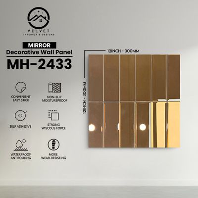 MH-2433 | Mirrors| Wall Panel Accessories | Decorative Wall Panel | 1/8 in x 12 in x 12 in | Convenient Easy Stick - Strong Viscous Force | Ideal for Living Rooms, Bathrooms & Feature Walls