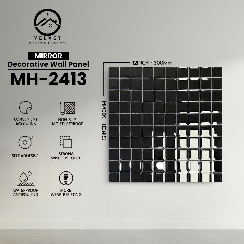 MH-2413 | Mirrors| Wall Panel Accessories | Decorative Wall Panel | 1/8 in x 12 in x 12 in | Convenient Easy Stick - Strong Viscous Force | Ideal for Living Rooms, Bathrooms & Feature Walls MH-2413 | Mirrors| Wall Panel Accessories | Decorative Wall Panel | 1/8 in x 12 in x 12 in | Convenient Easy Stick - Strong Viscous Force | Ideal for Living Rooms, Bathrooms & Feature Walls