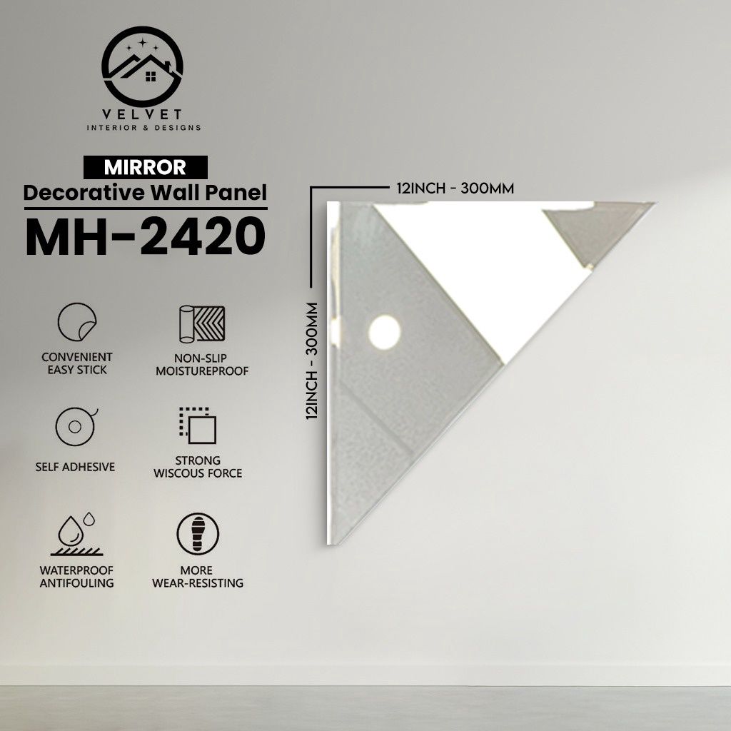 MH-2420 | Mirrors| Wall Panel Accessories | Decorative Wall Panel | 1/8 in x 12 in x 12 in | Convenient Easy Stick - Strong Viscous Force | Ideal for Living Rooms, Bathrooms & Feature Walls