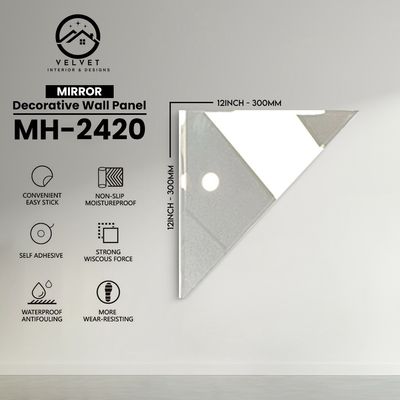 MH-2420 | Mirrors| Wall Panel Accessories | Decorative Wall Panel | 1/8 in x 12 in x 12 in | Convenient Easy Stick - Strong Viscous Force | Ideal for Living Rooms, Bathrooms & Feature Walls
