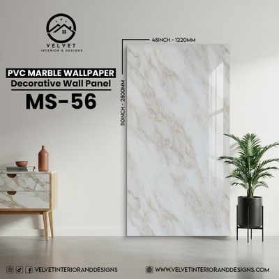 MS-56 | PVC Marble Wallpaper| Decorative Wall Panel | 1/8 in x 48 in x 110 in | Waterproof, Scratch-Resistant | Ideal for Living Rooms & Feature Walls