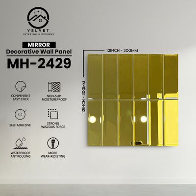 MH-2429 | Mirrors| Wall Panel Accessories | Decorative Wall Panel | 1/8 in x 12 in x 12 in | Convenient Easy Stick - Strong Viscous Force | Ideal for Living Rooms, Bathrooms & Feature Walls