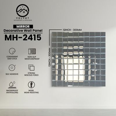 MH-2415 | Mirrors| Wall Panel Accessories | Decorative Wall Panel | 1/8 in x 12 in x 12 in | Convenient Easy Stick - Strong Viscous Force | Ideal for Living Rooms, Bathrooms & Feature Walls