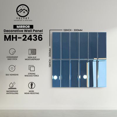 MH-2436 | Mirrors| Wall Panel Accessories | Decorative Wall Panel | 1/8 in x 12 in x 12 in | Convenient Easy Stick - Strong Viscous Force | Ideal for Living Rooms, Bathrooms & Feature Walls
