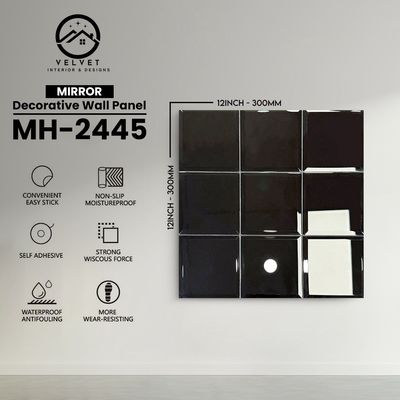 MH-2445 | Mirrors| Wall Panel Accessories | Decorative Wall Panel | 1/8 in x 12 in x 12 in | Convenient Easy Stick - Strong Viscous Force | Ideal for Living Rooms, Bathrooms & Feature Walls