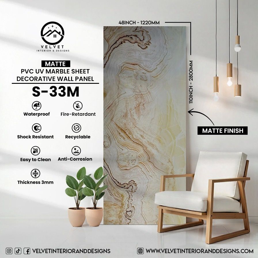 S-33M | Matte | PVC UV Marble Sheets