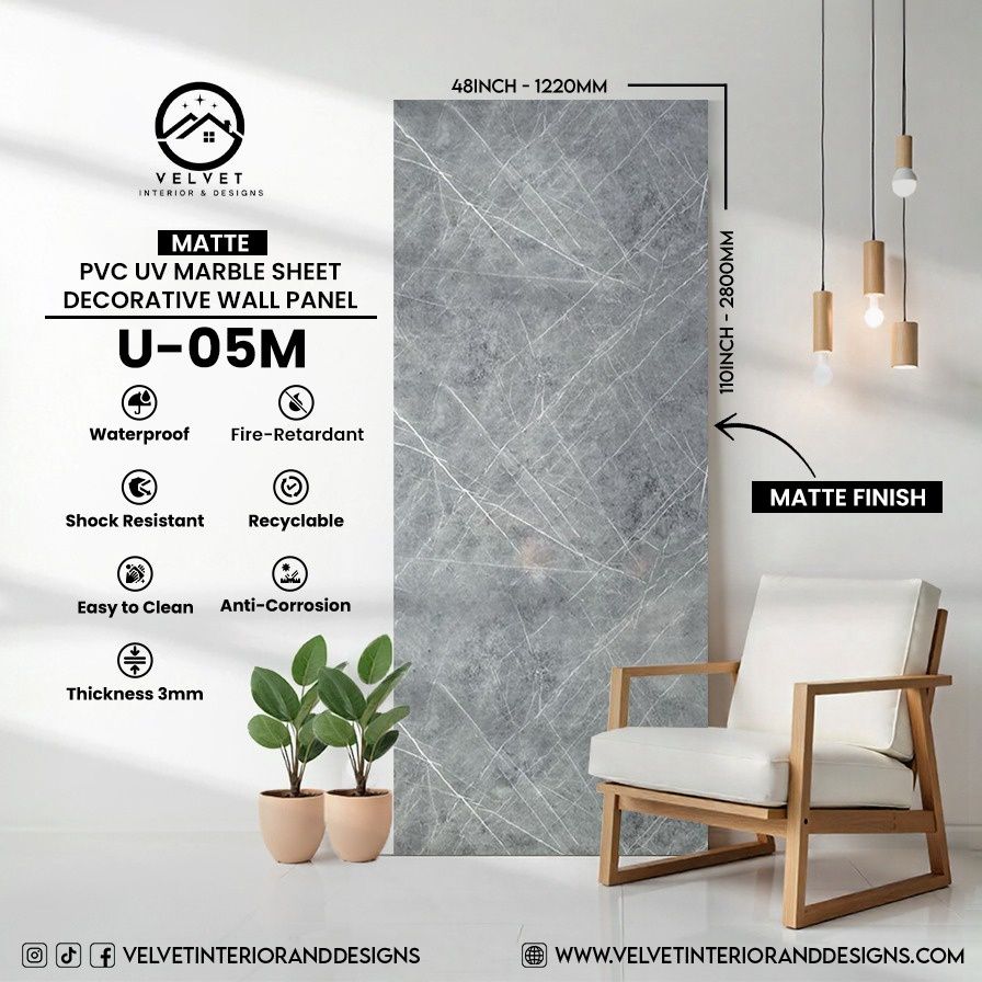 U-05M | Matte | PVC UV Marble Sheets