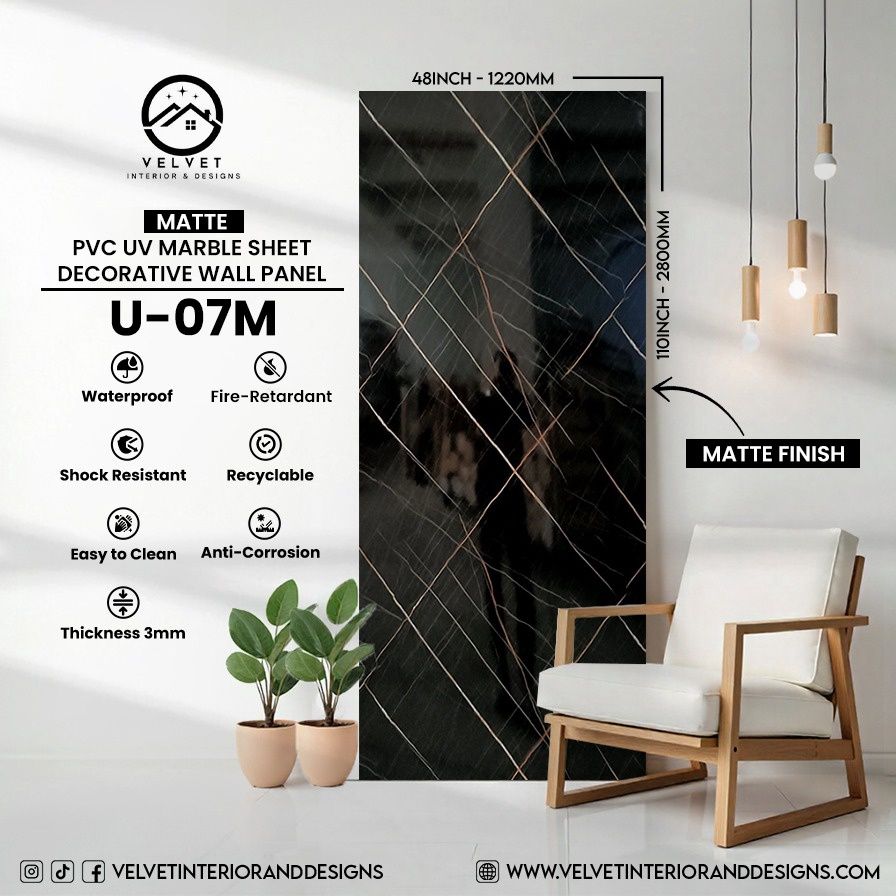 U-07M | Matte | PVC UV Marble Sheets