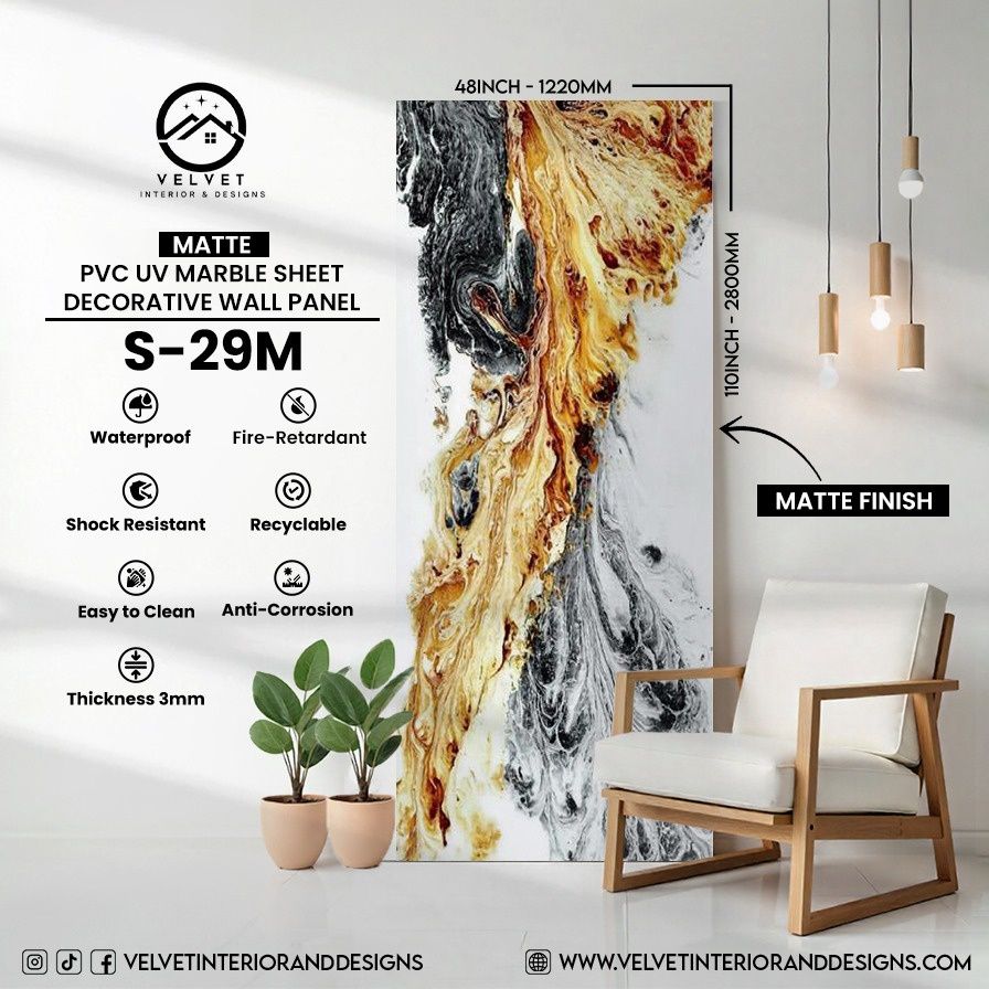 S-29M | Matte | PVC UV Marble Sheets