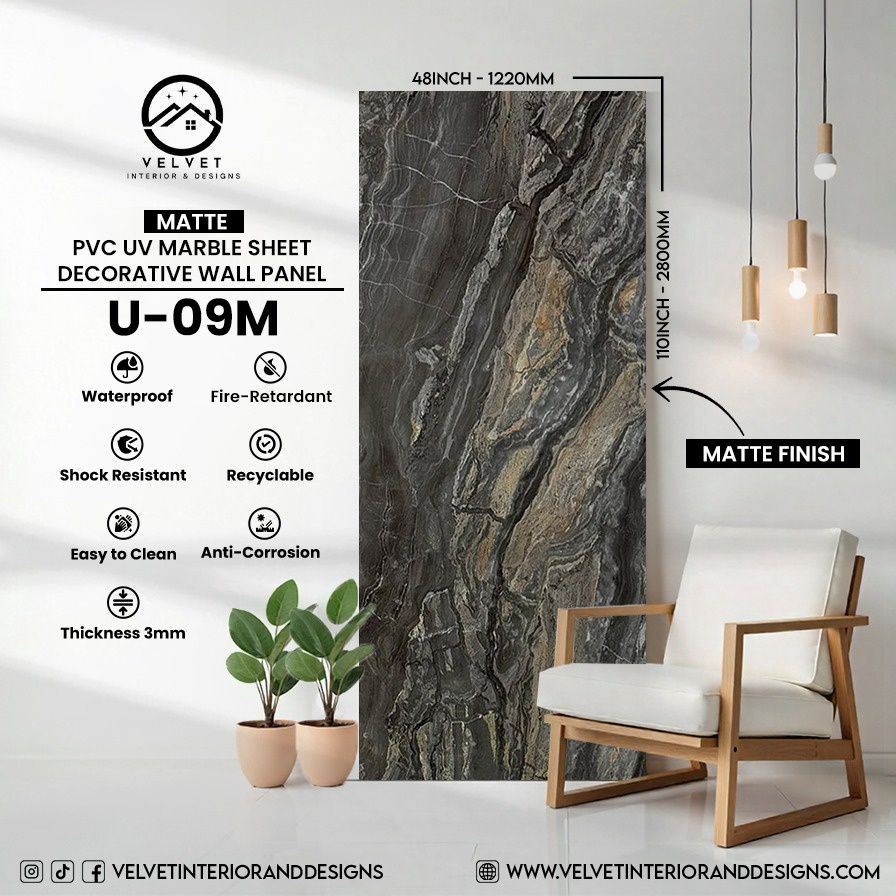 U-09M | Matte | PVC UV Marble Sheets