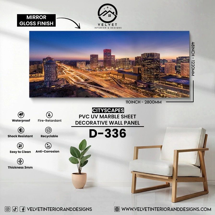 D-336 | Cityscapes | PVC UV Marble Sheets