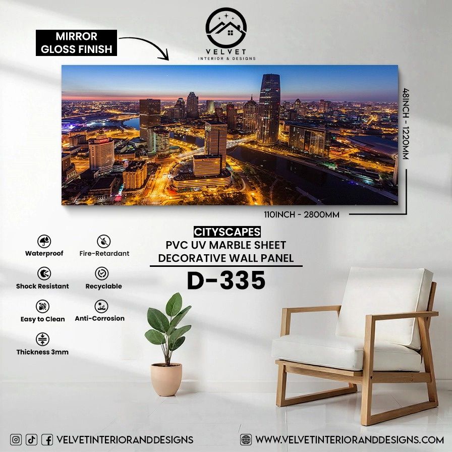 D-335 | Cityscapes | PVC UV Marble Sheets