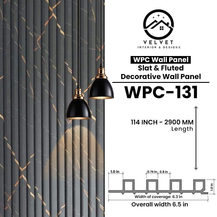 WPC-131 | WPC Wall Panel | Slat & Fluted Decorative Wall Panel | 1 in x 6.3 in x 114 in | Water & Moisture-Resistant | Fire-Retardant | Ideal for Living Rooms, Bedrooms, Bathrooms, TV & Feature Walls