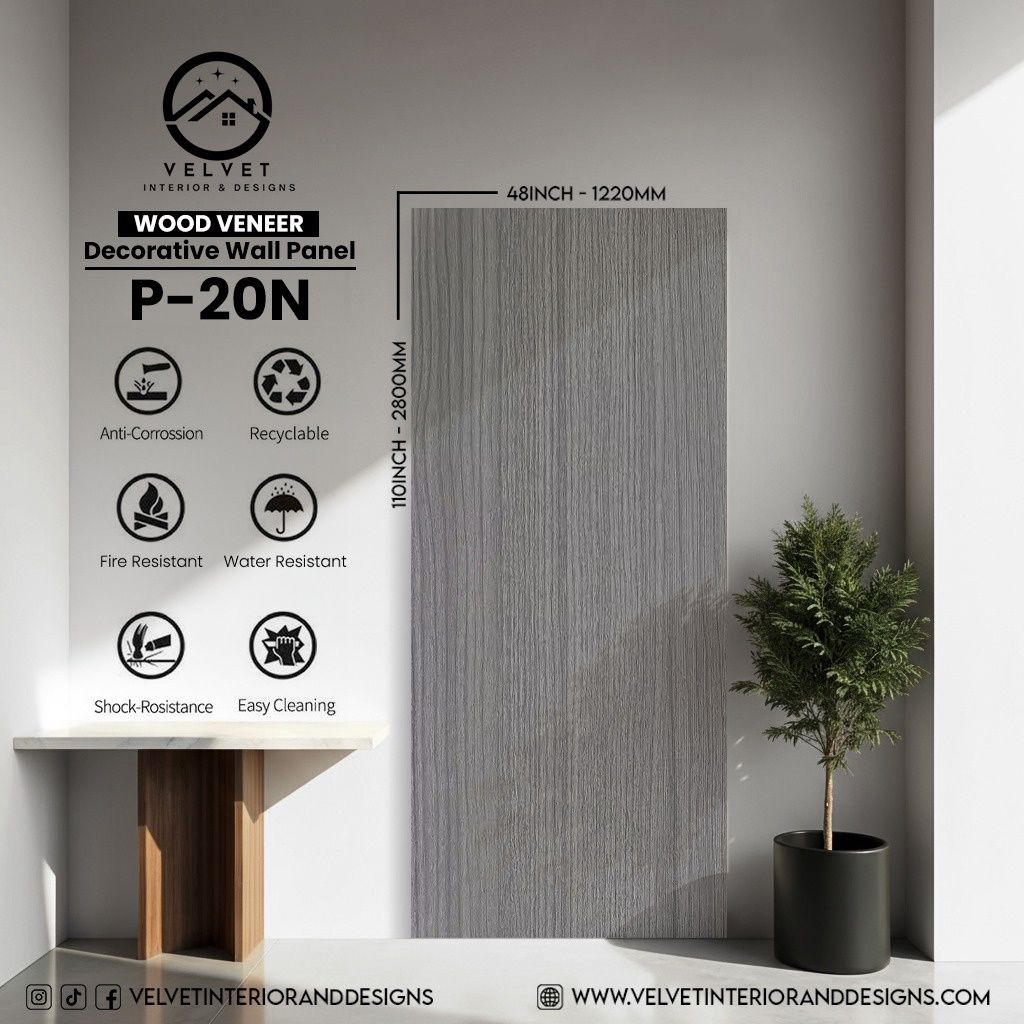 P-20N | Wood Veneer |  Decorative Wall Panel | 5/16 in x 48 in x 110 in | natural wood finish | Waterproof, Scratch-Resistant & Fire-Retardant | Ideal for Living Rooms, Bathrooms & Feature Walls